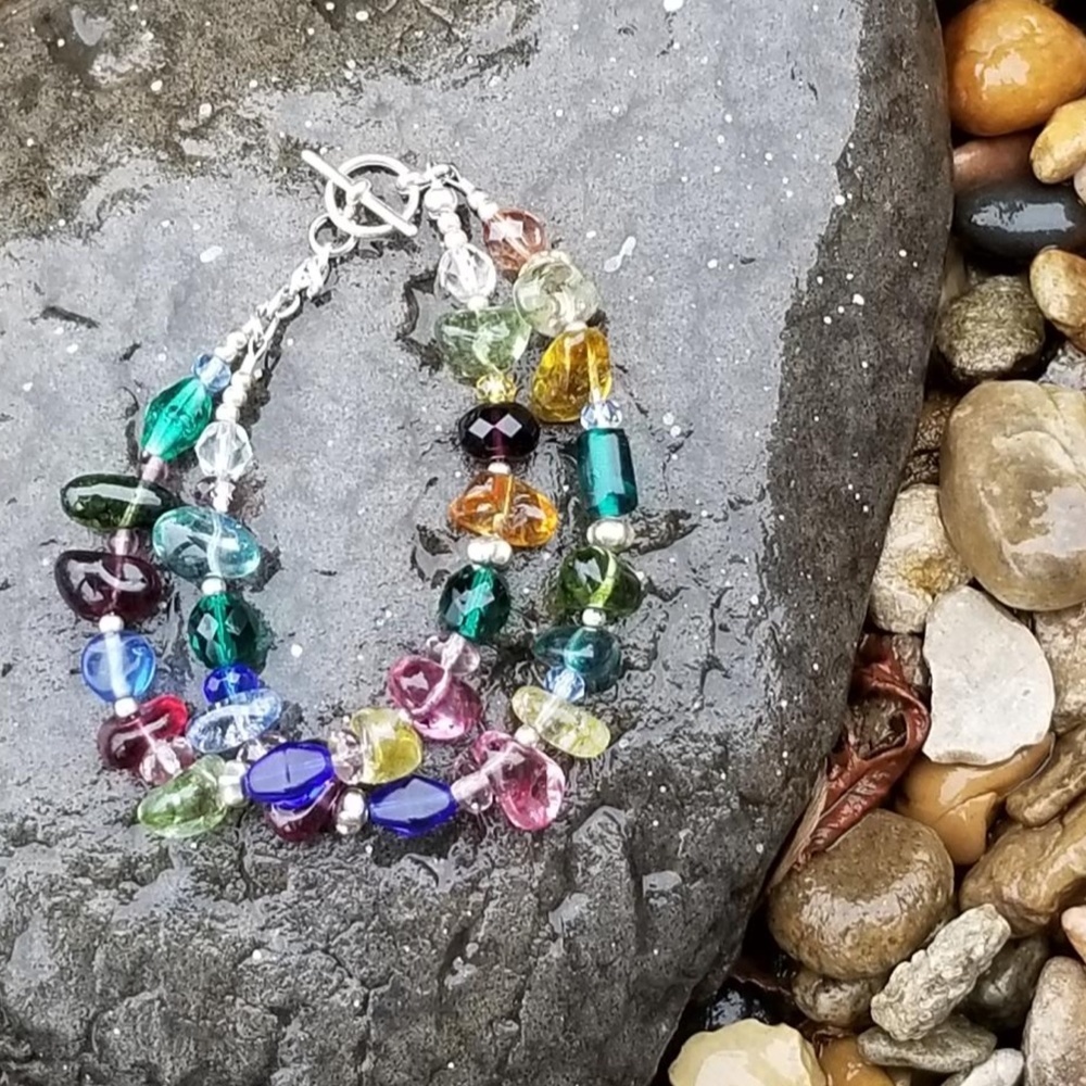 Double Strand Multi-Color Bracelet Toggle Closure… - image 4